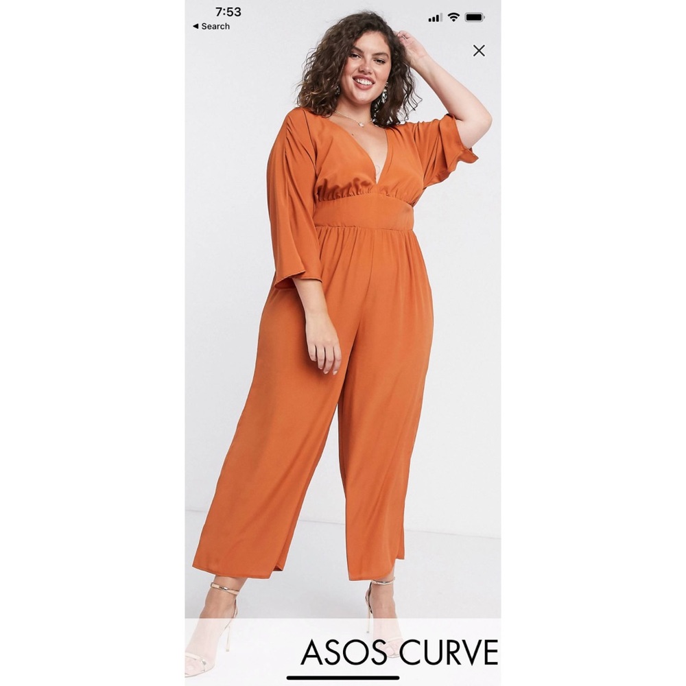 ASOS Curve Deep V-neck Kimono Sleeve Jumpsuit